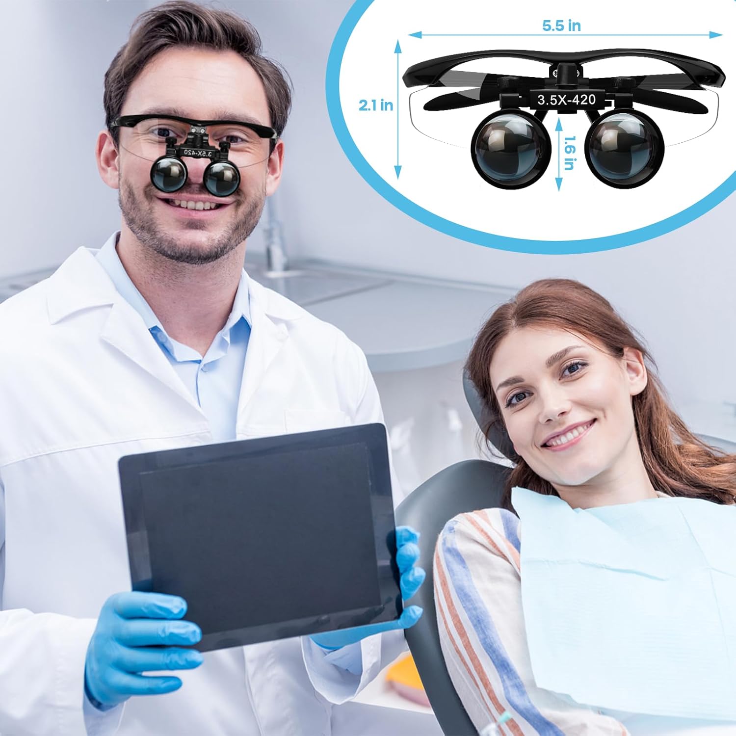 Dental Loupes Magnifier with Light x 3.5