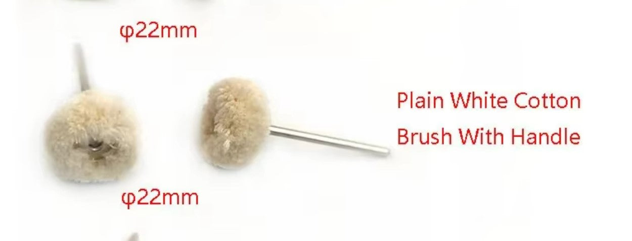 Plain White Cotton Brush with Handle