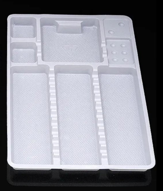 Disposable Plastic Divided Tray - 100 Pcs