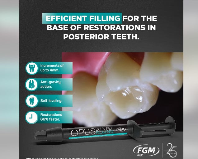 Opus Bulk Fill Flow APS - Flowable light-curing composite with low-shrinkage stress.