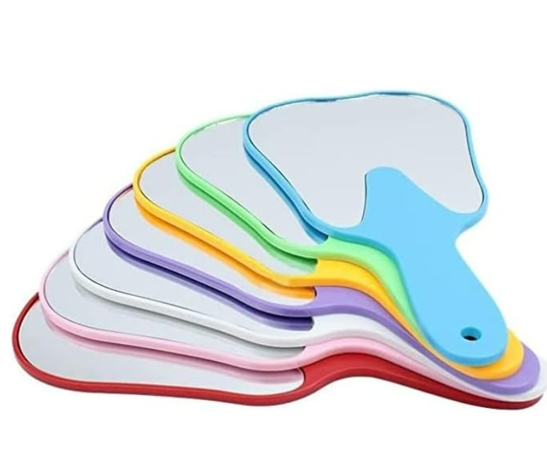 Tooth Shaped Mirror With Plastic Handle - Mixed Colors