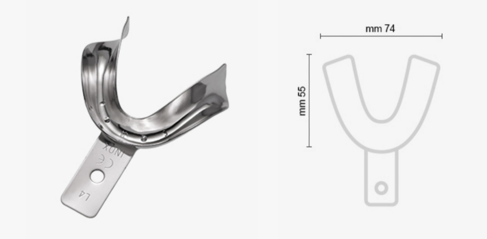 Stainless Steel IMPRESSION TRAY Non-Perforated For Edentulous