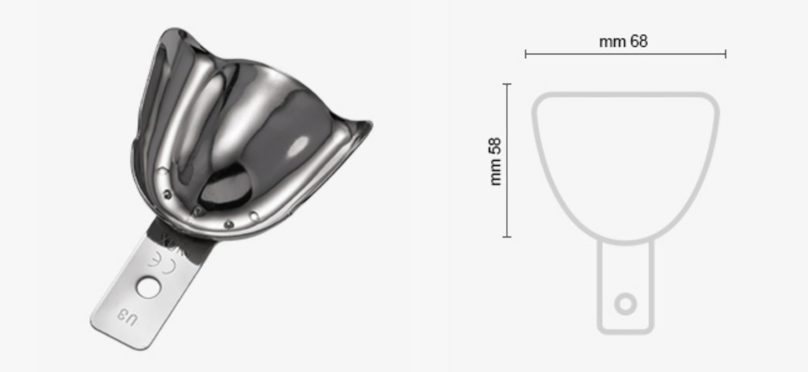 Stainless Steel IMPRESSION TRAY Non-Perforated For Edentulous