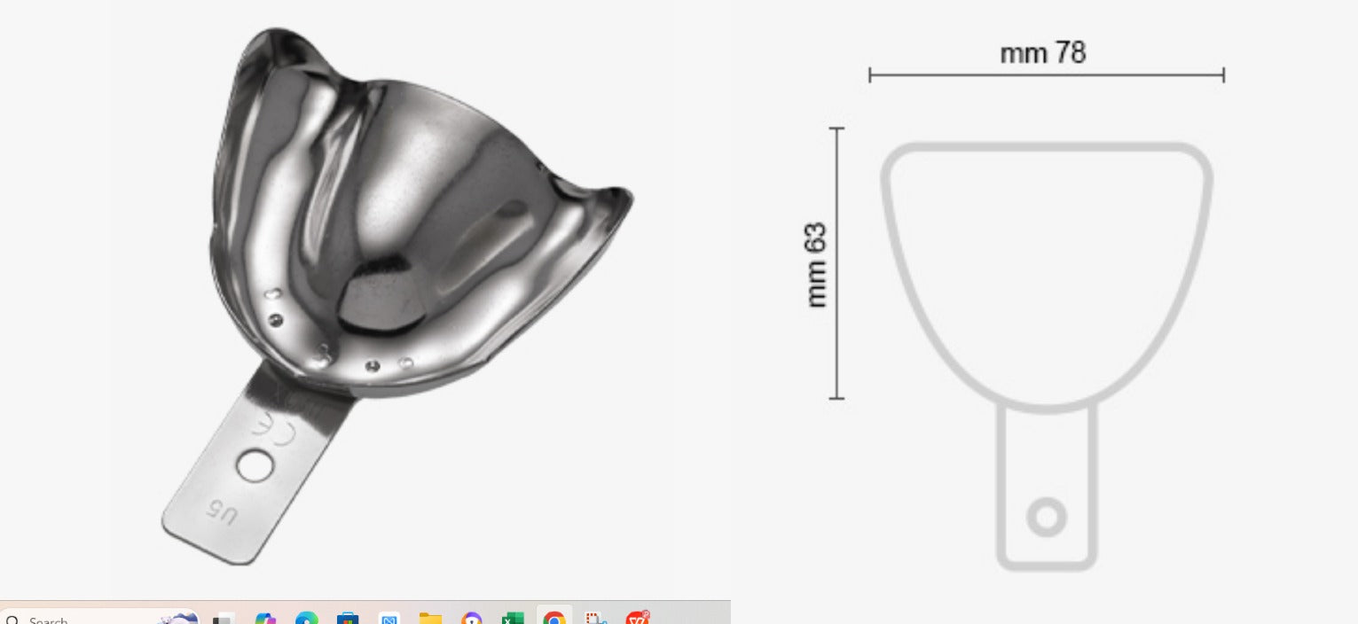 Stainless Steel IMPRESSION TRAY Non-Perforated For Edentulous