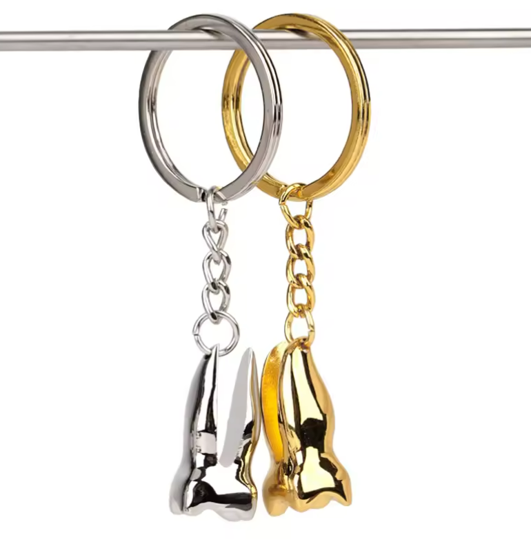 MOLAR KEY CHAIN SILVER AND GOLD COLORS