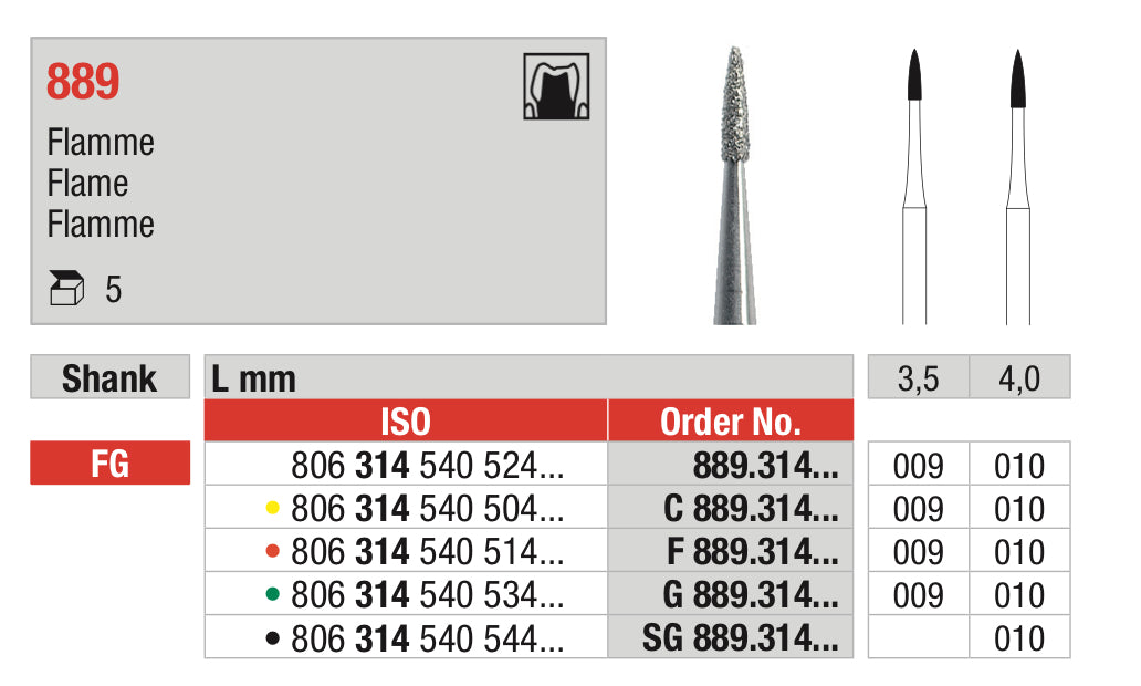 Flame Diamond Bur - ISO 806 314 540