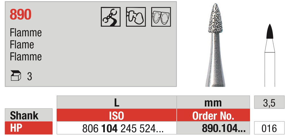 Flame HP Diamond Bur - ISO 806 104 245