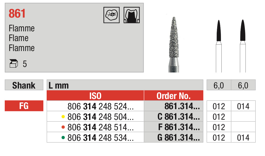 Flame Diamond Bur - ISO 806 314 248