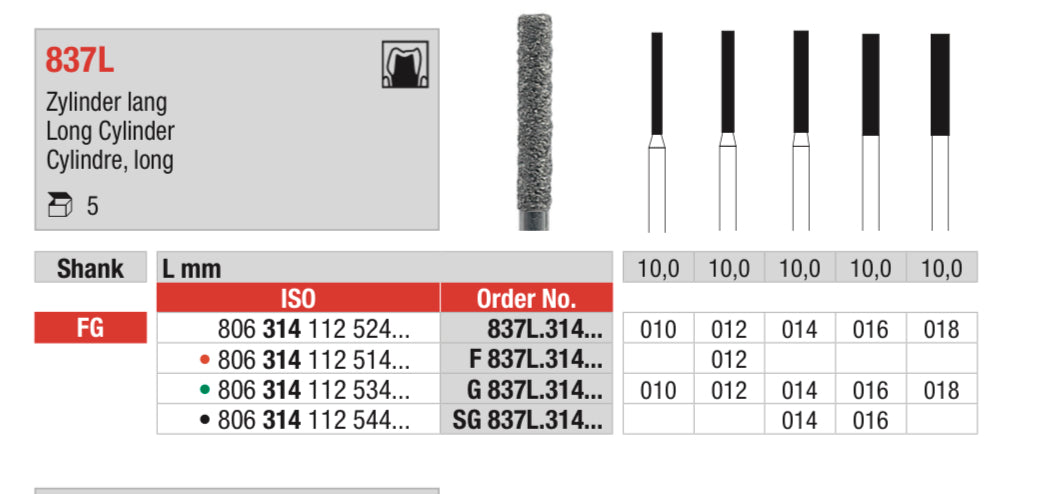 Long Cylinder Diamond Bur